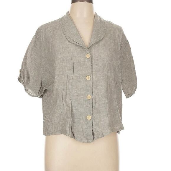 Vintage flax gray linen button down shirt - Picture 1 of 5